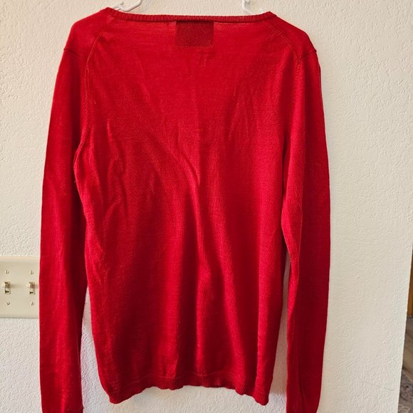 VICTOR Alfaro - Extra Fine Merino - Red Sweater - V Neck - Size XL - Picture 2 of 6
